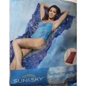 Sun & Sky Pool Wave Mattress 85" X 33" Blue Float And Relax Packable Vacations